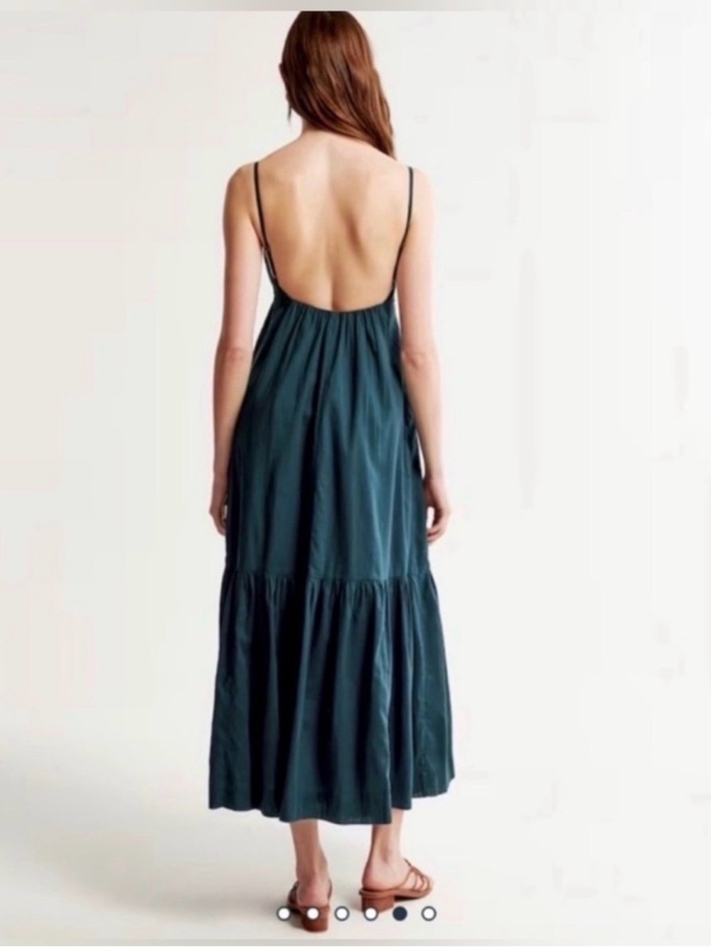 Abercrombie and Fitch Dark Teal Spaghetti-Strap Maxi Dress #1353 - Picture 2 of 9